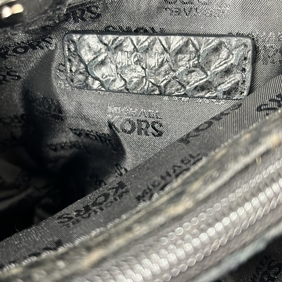 Michael Kors Black Leather Snakeskin Hamilton Bag EUC with Dust Bag - Picture 10 of 14